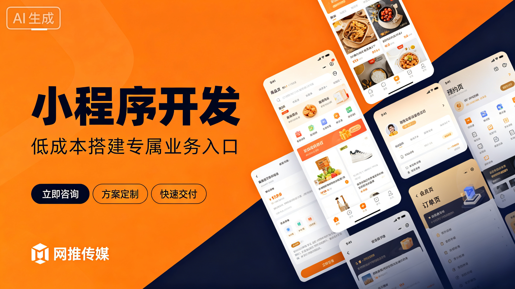 网推传媒开发的微信小程序界面示意图